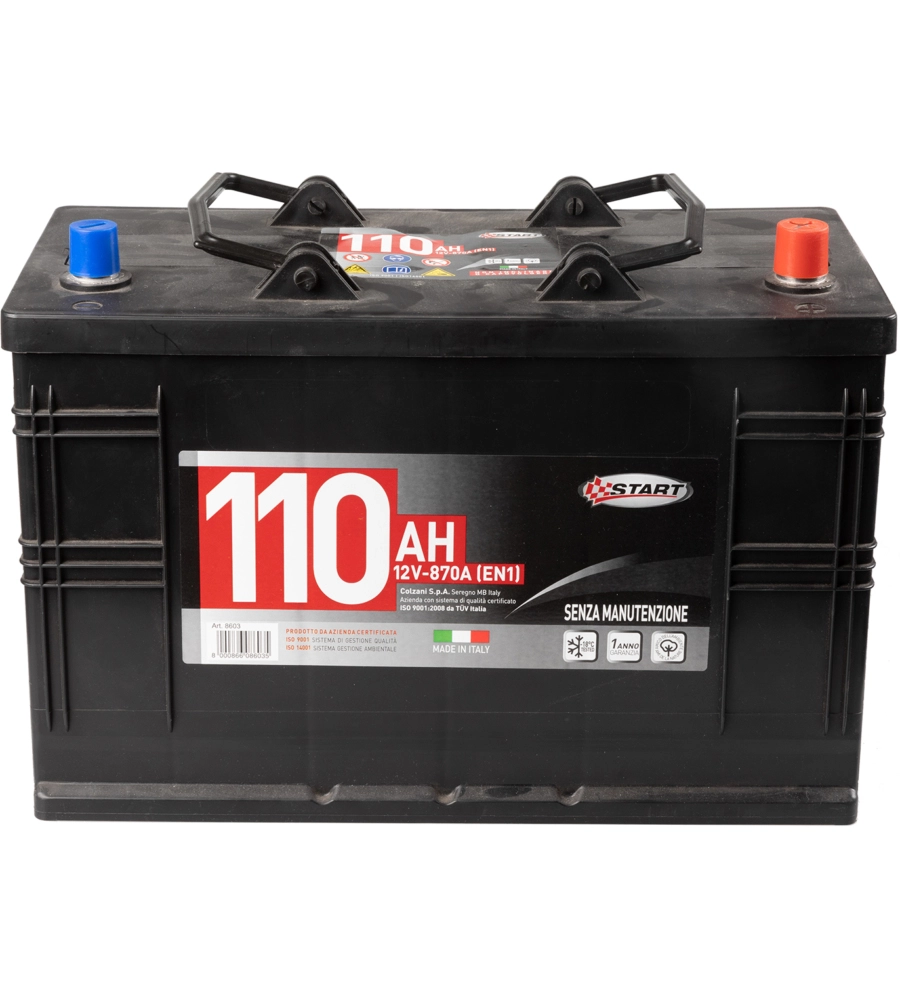 Batteria per autocarro e trattori 110ah 12v 750a polo positivo destro